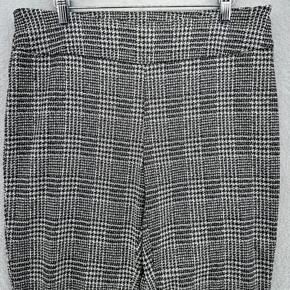 New Directions Black White Grid Plaid Straight Leg Pull On Pants SZ 14 Retro Mod